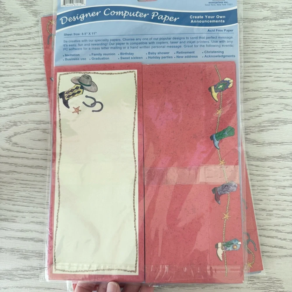 2 Sets Country Western Designer Computer Paper & envelopes